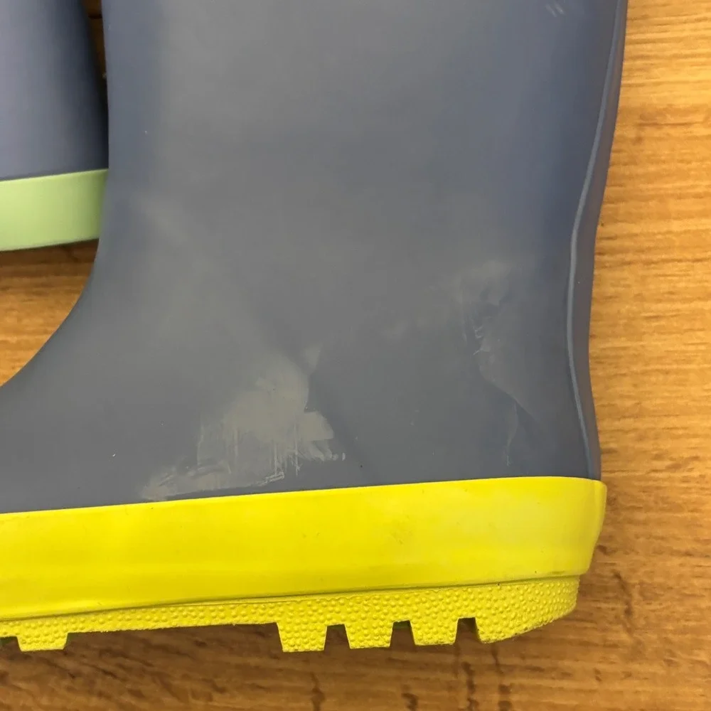 Harper Canyon Audra Rain Boots Blue Green Kids Size 11 Rubber Lug Sole Pull On